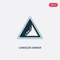 Two color landslide danger triangular traffic vector icon from signs concept. isolated blue landslide danger triangular traffic