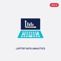 Two color laptop data analytics graphic on screen with circles vector icon from computer concept. isolated blue laptop data Royalty Free Stock Photo