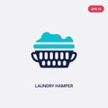 Two color laundry hamper vector icon from furniture and household concept. isolated blue laundry hamper vector sign symbol can be