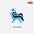 Two color lazy human vector icon from feelings concept. isolated blue lazy human vector sign symbol can be use for web, mobile and