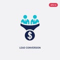 Two color lead conversion vector icon from general concept. isolated blue lead conversion vector sign symbol can be use for web,