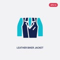 Two color leather biker jacket vector icon from clothes concept. isolated blue leather biker jacket vector sign symbol can be use