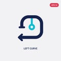 Two color left curve vector icon from arrows concept. isolated blue left curve vector sign symbol can be use for web, mobile and Royalty Free Stock Photo