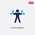 Two color lifting dumbbells vector icon from gym and fitness concept. isolated blue lifting dumbbells vector sign symbol can be Royalty Free Stock Photo