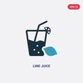 Two color lime juice vector icon from summer concept. isolated blue lime juice vector sign symbol can be use for web, mobile and