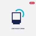 Two color lime rickey drink vector icon from drinks concept. isolated blue lime rickey drink vector sign symbol can be use for web