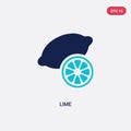 Two color lime vector icon from gastronomy concept. isolated blue lime vector sign symbol can be use for web, mobile and logo. eps