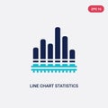 Two color line chart statistics vector icon from business concept. isolated blue line chart statistics vector sign symbol can be