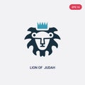 Two color lion of judah vector icon from religion-2 concept. isolated blue lion of judah vector sign symbol can be use for web,