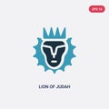 Two color lion of judah vector icon from religion concept. isolated blue lion of judah vector sign symbol can be use for web,