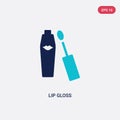 Two color lip gloss vector icon from beauty concept. isolated blue lip gloss vector sign symbol can be use for web, mobile and