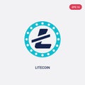 Two color litecoin vector icon from blockchain concept. isolated blue litecoin vector sign symbol can be use for web, mobile and