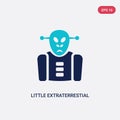 Two color little extraterrestial vector icon from astronomy concept. isolated blue little extraterrestial vector sign symbol can