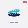 Two color load of bread vector icon from bistro and restaurant concept. isolated blue load of bread vector sign symbol can be use
