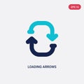 Two color loading arrows vector icon from arrows concept. isolated blue loading arrows vector sign symbol can be use for web,
