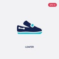 Two color loafer vector icon from clothes concept. isolated blue loafer vector sign symbol can be use for web, mobile and logo.