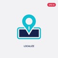 Two color localize vector icon from packing and delivery concept. isolated blue localize vector sign symbol can be use for web,