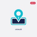 Two color localize vector icon from packing and delivery concept. isolated blue localize vector sign symbol can be use for web, Royalty Free Stock Photo