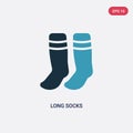 Two color long socks vector icon from sports concept. isolated blue long socks vector sign symbol can be use for web, mobile and Royalty Free Stock Photo