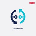 Two color loop arrows vector icon from arrows concept. isolated blue loop arrows vector sign symbol can be use for web, mobile and Royalty Free Stock Photo