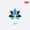 Two color lotus vector icon from religion concept. isolated blue lotus vector sign symbol can be use for web, mobile and logo. eps Royalty Free Stock Photo