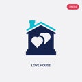 Two color love house vector icon from birthday party and wedding concept. isolated blue love house vector sign symbol can be use Royalty Free Stock Photo