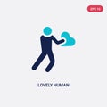 Two color lovely human vector icon from feelings concept. isolated blue lovely human vector sign symbol can be use for web, mobile