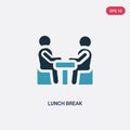 Two color lunch break vector icon from people concept. isolated blue lunch break vector sign symbol can be use for web, mobile and Royalty Free Stock Photo