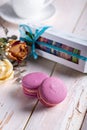 Two color macaroons close up Royalty Free Stock Photo