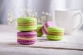 Two color macaroons close up Royalty Free Stock Photo