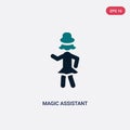 Two color magic assistant vector icon from magic concept. isolated blue magic assistant vector sign symbol can be use for web,