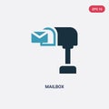 Two color mailbox vector icon from real estate concept. isolated blue mailbox vector sign symbol can be use for web, mobile and Royalty Free Stock Photo