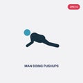 Two color man doing pushups vector icon from sports concept. isolated blue man doing pushups vector sign symbol can be use for web