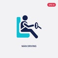 Two color man driving vector icon from behavior concept. isolated blue man driving vector sign symbol can be use for web, mobile