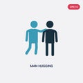 Two color man hugging vector icon from people concept. isolated blue man hugging vector sign symbol can be use for web, mobile and