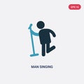 Two color man singing vector icon from people concept. isolated blue man singing vector sign symbol can be use for web, mobile and Royalty Free Stock Photo