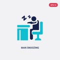 Two color man snoozing vector icon from behavior concept. isolated blue man snoozing vector sign symbol can be use for web, mobile