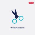 Two color manicure scissors vector icon from beauty concept. isolated blue manicure scissors vector sign symbol can be use for web