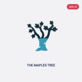 Two color the maples tree vector icon from nature concept. isolated blue the maples tree vector sign symbol can be use for web,