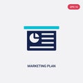 Two color marketing plan vector icon from general concept. isolated blue marketing plan vector sign symbol can be use for web,