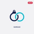 Two color marriage vector icon from birthday party and wedding concept. isolated blue marriage vector sign symbol can be use for Royalty Free Stock Photo