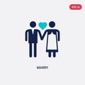 Two color marry vector icon from love & wedding concept. isolated blue marry vector sign symbol can be use for web, mobile and