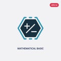 Two color mathematical basic vector icon from signs concept. isolated blue mathematical basic vector sign symbol can be use for