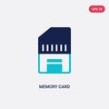 Two color memory card vector icon from electronic stuff fill concept. isolated blue memory card vector sign symbol can be use for