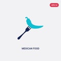 Two color mexican food vector icon from bistro and restaurant concept. isolated blue mexican food vector sign symbol can be use