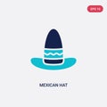 Two color mexican hat vector icon from desert concept. isolated blue mexican hat vector sign symbol can be use for web, mobile and