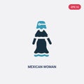 Two color mexican woman vector icon from people concept. isolated blue mexican woman vector sign symbol can be use for web, mobile