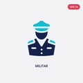 Two color militar vector icon from army concept. isolated blue militar vector sign symbol can be use for web, mobile and logo. eps