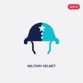 Two color military helmet vector icon from army and war concept. isolated blue military helmet vector sign symbol can be use for Royalty Free Stock Photo