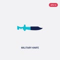 Two color military knife vector icon from army and war concept. isolated blue military knife vector sign symbol can be use for web